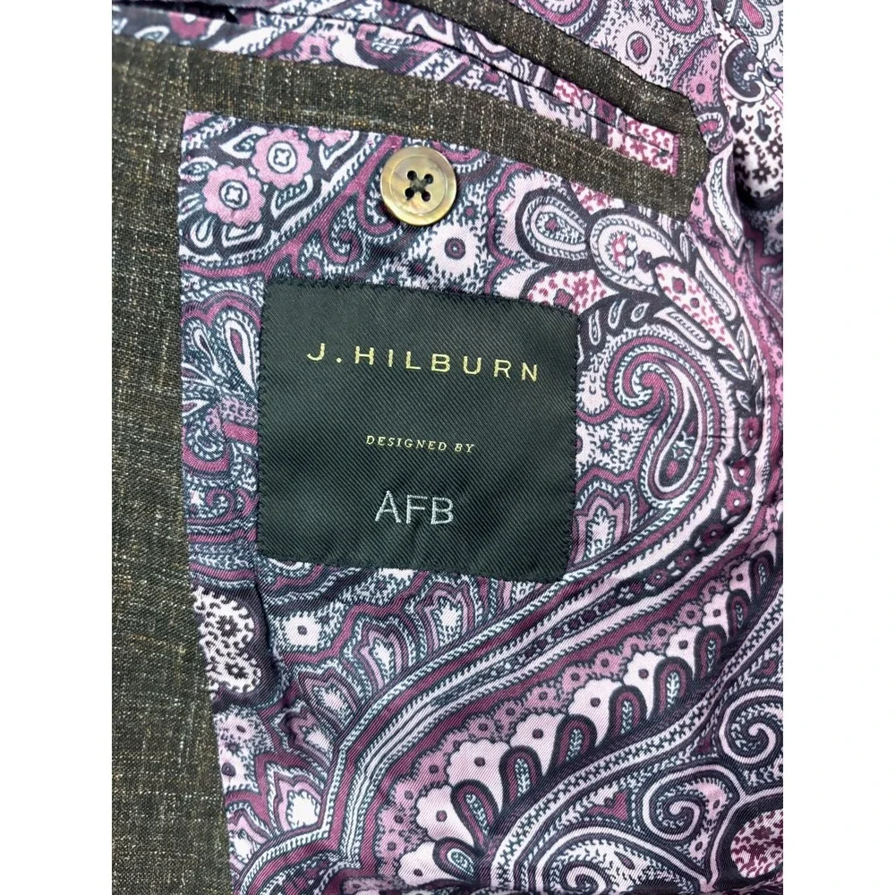 J Hilburn 43R 38x30 Brown Chambray Italian Fabric Wool Vitale Barberis Canonico‎